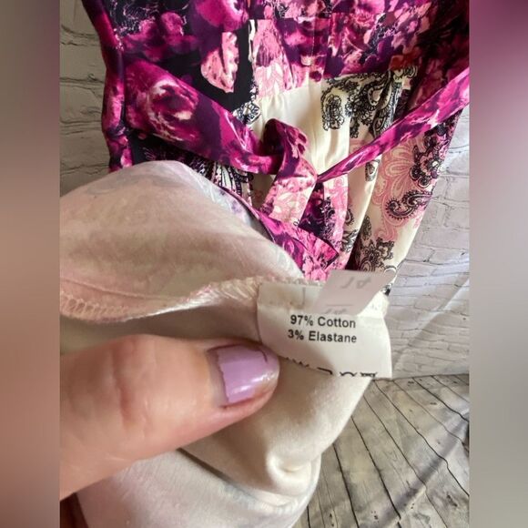 Lady Vintage Tea Dress Size 14 Mid length Pink Cream Floral NWT - Picture 11 of 15